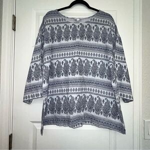 Pure Jill Hemp Cotton  3/4 Length Sleeve Tunic Top